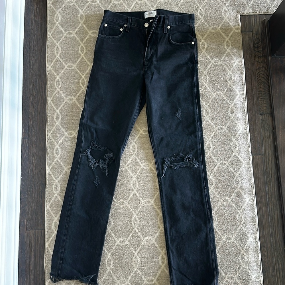 Agolde Cherie High rise -Black denim straight leg jeans. Size 26- worn once